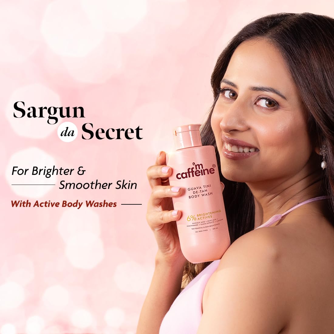 mCaffeine 1% Glycolic Acid Detan Body Wash, 5% Niacinamide-Kojic Acid Reduces Dark Spots & Brightens [300 ml]